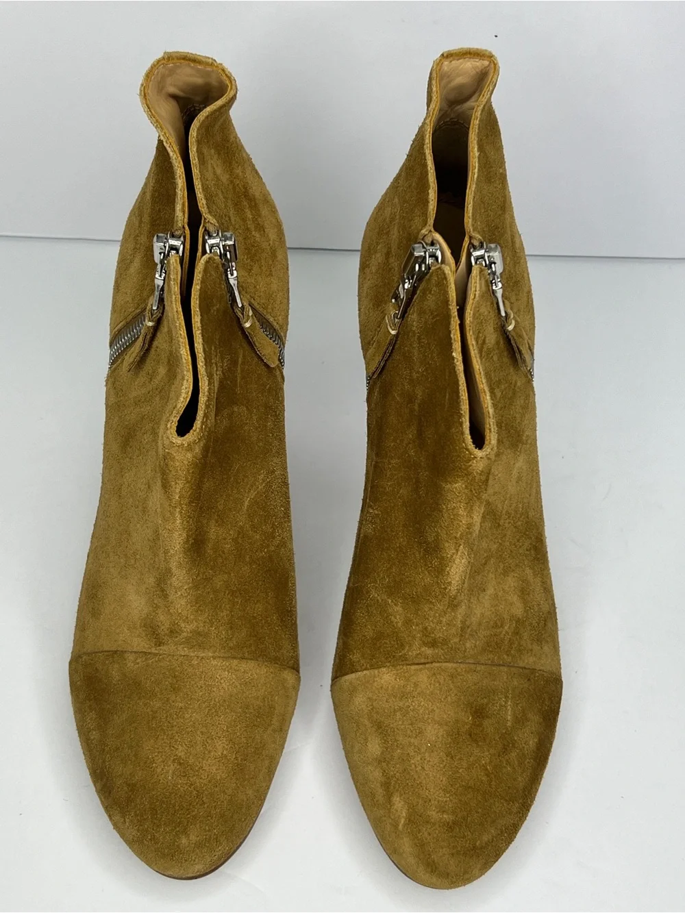 Rag & Bone Margot Tan Suede Double Zip Ankle Booties Size 40 / US 10 No Box